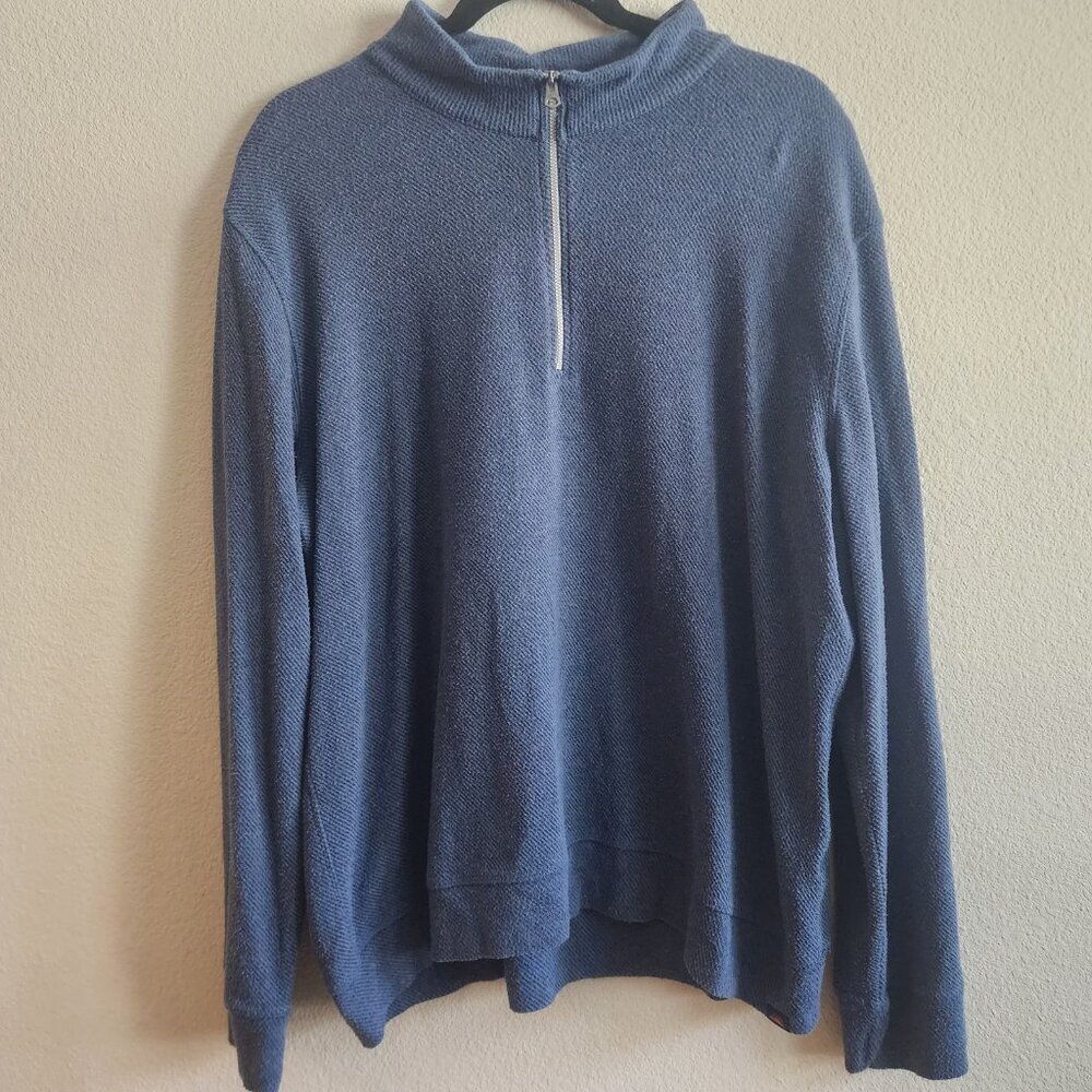 Faherty Sweater Mens Extra Large Blue Half Zip Pullover Knit Cotton Blend Casual